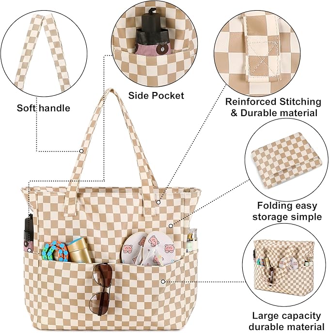 Waterproof Beach Tote Pool Bags for Women Ladies Extra Large Gym Tote Carry On Bag With Wet Compartment for Weekender Travel