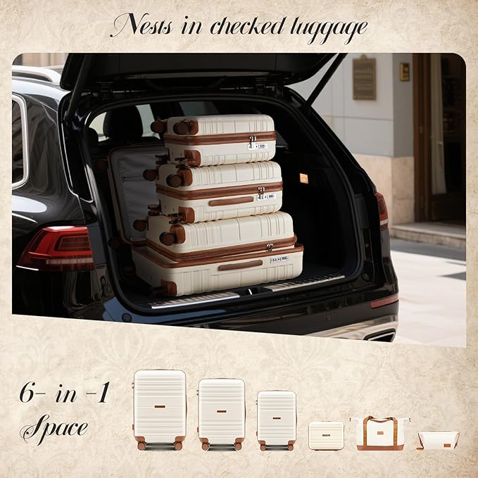 Luggage Sets with spinner wheels, PC+ABS Hard Shell Travel Luggage,Lightweight Carry-on suitcases with TSA Lock,YKK Zippers (Black, 7 piece sets（14/18/20/24/28/DB/TB）)