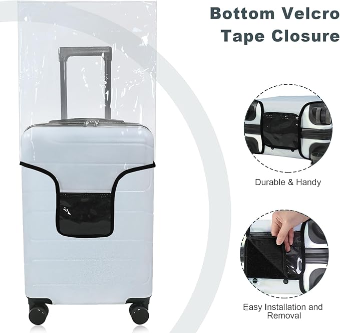 HYPER VENTURE Clear PVC Luggage Cover Full Transparent Suitcase Protector Fits 20 Inch Luggage, S