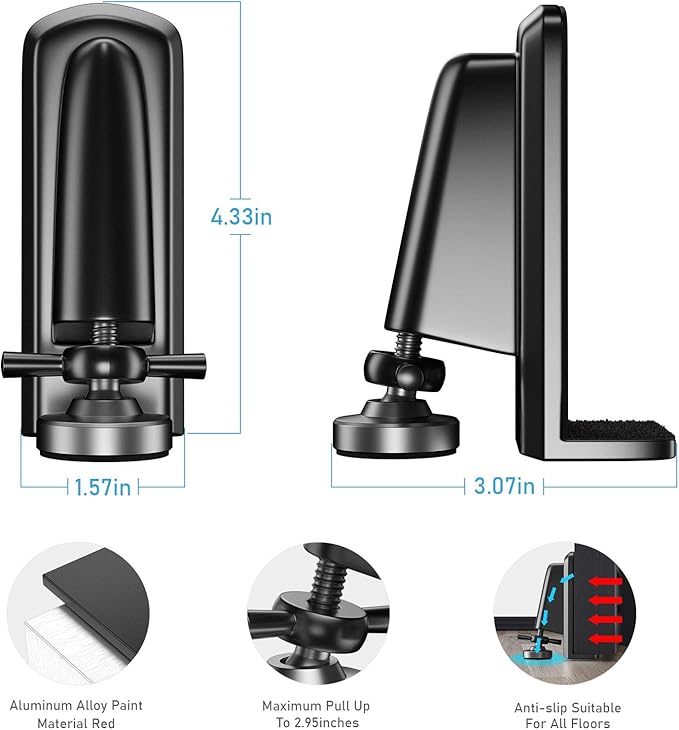 Portable Door Locks - Door Stoppers Security, Door Lock Replacement Parts, Heavy Duty Door Lock Door Jammer Door Blocker Device for Apartment/Travel/Hotel/Home (Black)