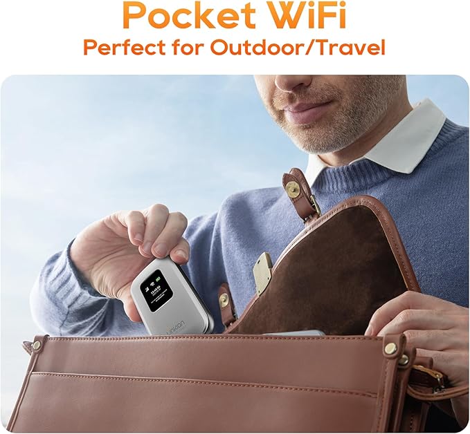 Portable Mobile Hotspot–eSIM Global WiFi Hotspot,No SIM Card/Contract Needed, 16Devices,180+ Countries, Compact Wireless Router for International Trips & Business【Free 5GB US Data for 15 Days】