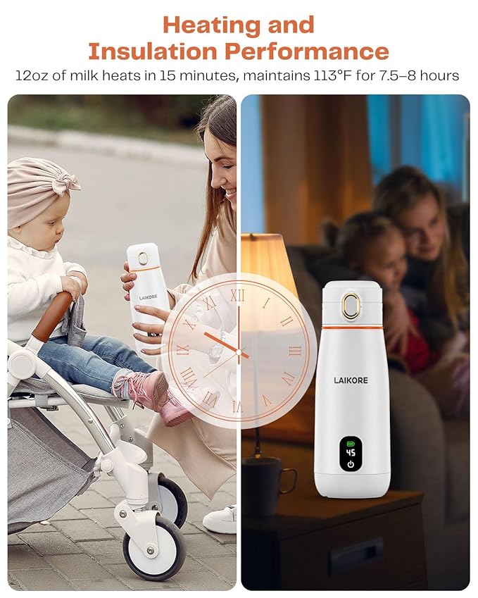 Portable Milk Warmer - Travel & On-The-Go, Quick Heating Breast Milk & Baby Milk Bottle Warmer, USB Rechargeable