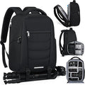 SDYSM Camera Bag Backpack Professional for DSLR SLR Mirrorless Camera Waterproof Laptop Back Pack 15.6 Inch with Rain Cover Anti Theft Travel Case Large Capacity Photography Backpack Black