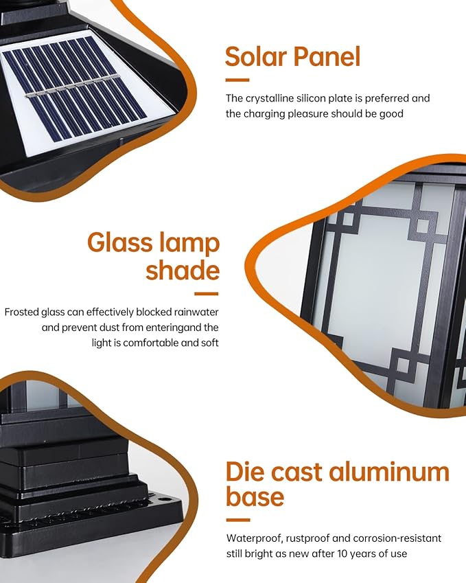 LED Solar Post Light Outdoor, Aluminum Fence Post Cap Lamp Remote Control Dimmable Pillar Lights Solar IP65 Waterproof Column Light, 15.7" X 7.3" Pillar Pedestal Lantern for Garden Yard