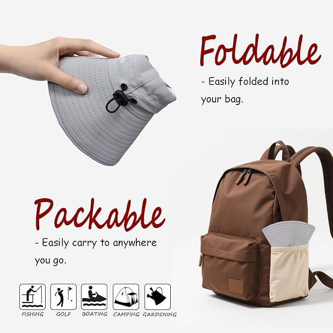 ZOORON Sun Hat for Men Women Fishing Hat with Neck Flap Wide Brim Bucket Hat UV Protection for Beach Camping Hiking
