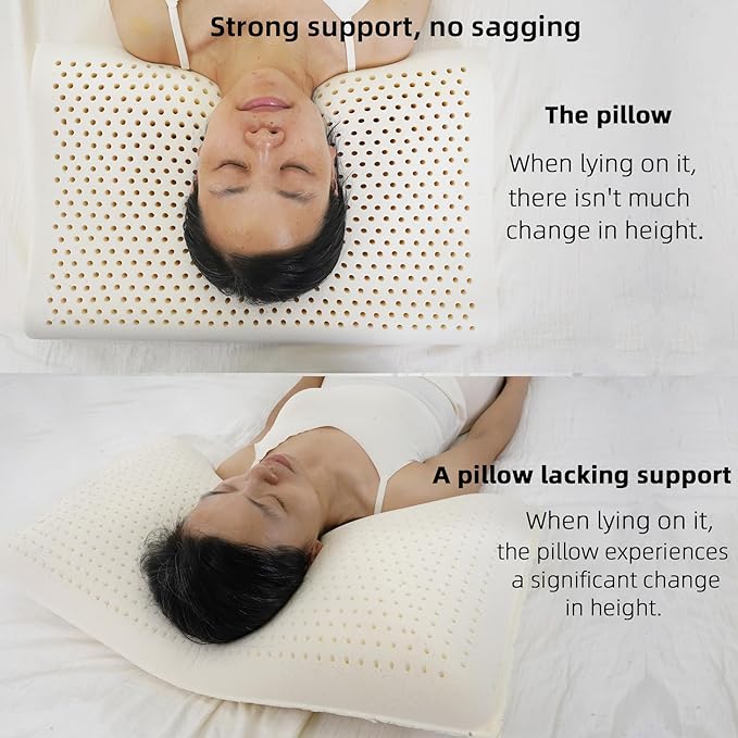 Natural Latex Pillows for Adults, Thick Cervical Neck Contour Sleeping Pillow for Side Back Sleeper, Ergonomic Orthopedic Pillow for Neck Shoulder Pain Relief(Thick-4.7/5.5inches)