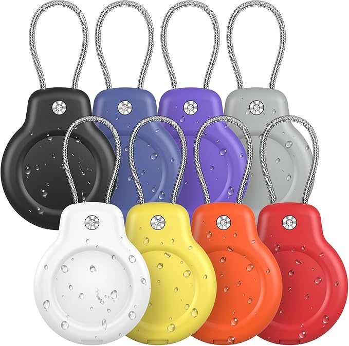 SPGUARD Compatible with Apple AirTag Waterproof Hidden 8 Pack Secure Holder with Wire Cable, Ultra Durable Anti-Lost Protective Case Air Tag Accessories Men Women's Keyrings & Keychains Luggage tag