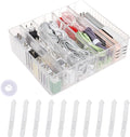 Yesesion Clear Cord Organizer Box for Desk Drawer, Plastic Cable Storage Container with Adjustable Compartments and Wire Ties for Phone Charger, Battery, Art Crafts, Electronics Accessories Case