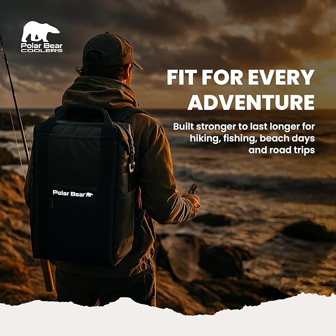 Polar Bear Coolers - Soft-Sided Backpack Cooler - Insulated Backpack for Hiking, Camping, Travel, or Fishing - Heavy-Duty & Portable - Sweat & Leak Proof - Keeps Ice up to 24 hrs