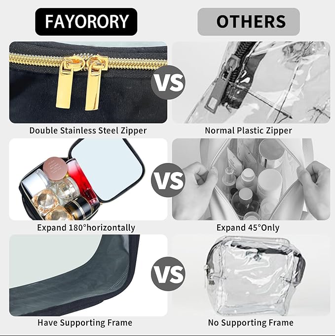 TSA Approved Travel Toiletry Bag,4 Pack Clear Makeup Bags with Handles,Quart Size Clear Cosmetic Bags for Traveling Women,Men,Carry on Airport Airline Compliant Bag,Black