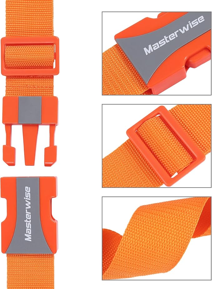 Buckle Straps with Clips, Adjustable Nylon Strap with Buckle, Packing Straps, Orange (79”, 4pcs)