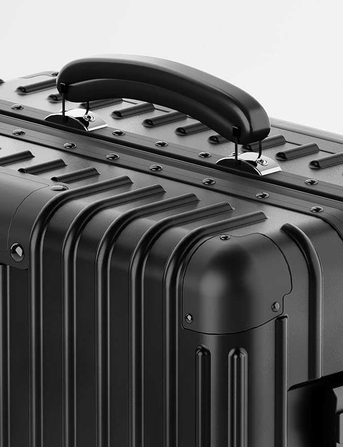 KARGO 29 Inch Check-In Luggage - Polycarbonate Hard Shell Suitcase with Aluminum Corners, Smooth-Rolling Wheels, Leather Handle, Aluminum Frame Luggage, Zipperless TSA Lock (Black, 29 Inch Check-In)