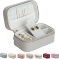 Travel Jewelry Case Small Suitable For Jewelry Organizers and storage In A Carry-on Handbag, PU Leather, Sturdy And Smooth Gold Metal Zipper, Travel Essential Gray Small Jewelry Box