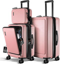 Luggage Sets 3 Piece, 22 Inch Carry on Luggage and 24 Inch Suitcases with Wheels Spinner, Durable Hard Shell Suitcase Set, Expandable Travel Suitcase, Pink