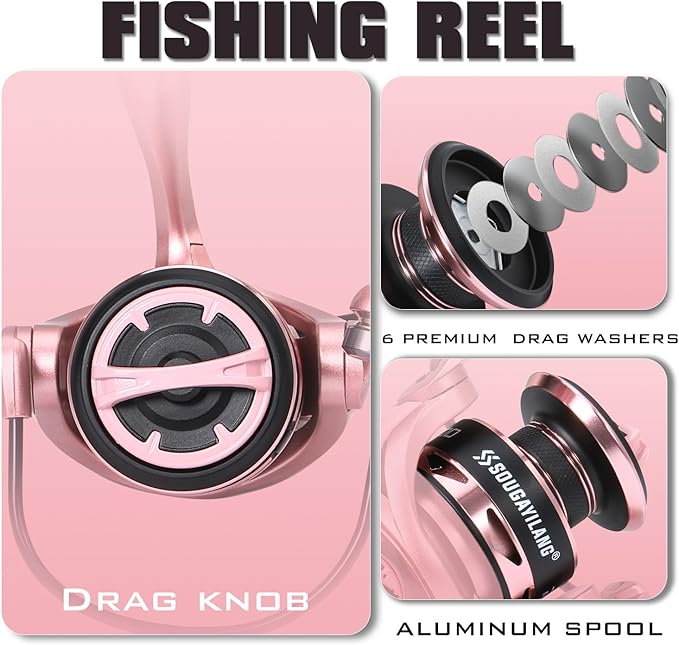 Sougayilang Telescopic Fishing Rod and Reel Combo, Collapsible Travel Fishing Pole and Spinning Fishing Reel, Fishing Gifts for Men/Women Adults