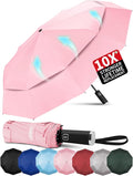Seniny Windproof Travel Umbrella, Double Vented Canopy Large Umbrellas for Rain, Automatic Compact Umbrella for Car Backpack, Portable Pocket UV Umbrellas for Sun Protection Walking, Lightweight