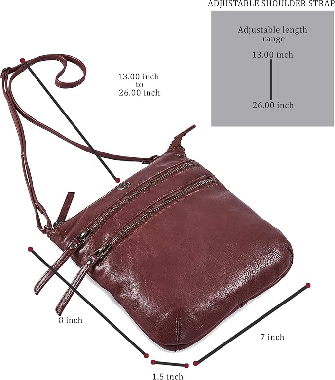 Crossbody Sling Bag for Women Small Real Leather Purse Vintage Travel Crossover Shoulder Bag Handmade