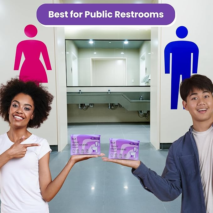 ST&JT Disposable Toilet Seat Covers - Biodegradable, Extra-Large, Eco-Friendly – Travel Toilet Seat Covers Disposable Flushable - Hygienic Protection for Adults & Kids in Public Restrooms (50 Pack)