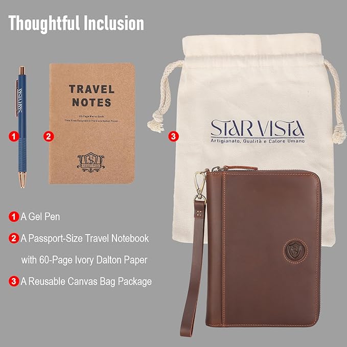 STAR VISTA Lorenzo Full Grain Leather Family Passport Wallet for 4, Large Travel Document Organizer for Exquisite Voyagers, Multi-Currency Compartments, RFID Blocking, AirTag Track, Espresso Brown