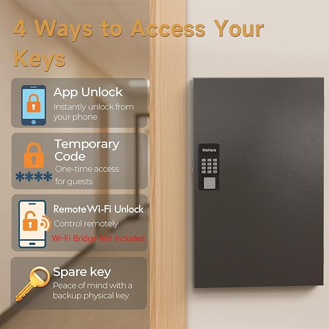 96 Key Lock Box Wall Mount, Key Cabinet Organizer use One Time Password,Fixed Code/Bluetooth Unlock, Security Lockbox for Valets, Hotels, Car, Offfice Key Management & Storage