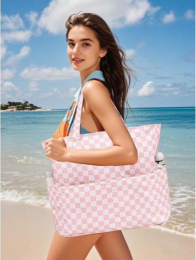 Waterproof Beach Tote Pool Bags for Women Ladies Extra Large Gym Tote Carry On Bag With Wet Compartment for Weekender Travel