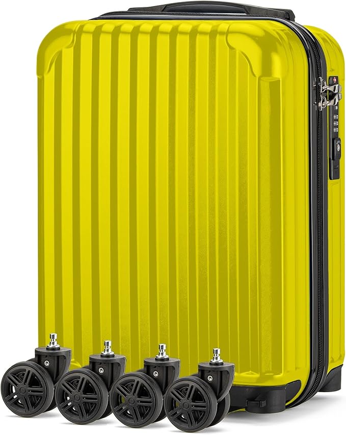 Personal Item Suitcase 18x14x8 Inches Hardside Built In TSA Lock & USB Port Lightweight Luggage With Removable Silent Wheels Underseat Carry-On Bag For Spirit and Frontier and More (Yellow)