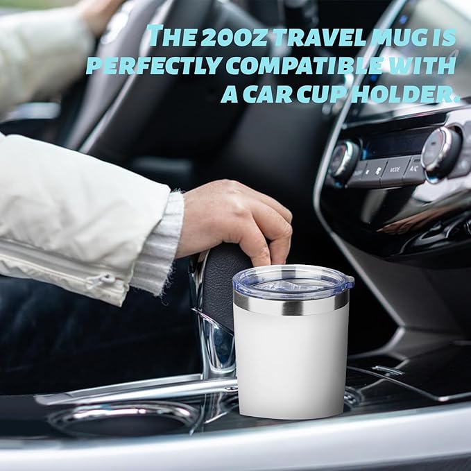 20oz Tumbler with Straw and Brush, Stainless Steel Vacuum Insulated tumbler, Double Wall Insulated Coffee Tumbler for Outdoor, Home, Travel,Office (White,1pcs)