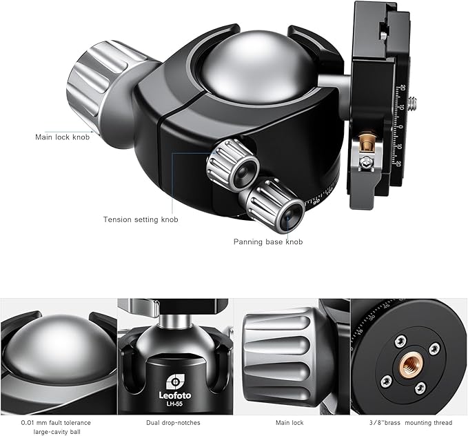 Leofoto LS-324CX+LH-40LR Travel Tripod, Ranger Series, Carbon Fiber, 4 Leg Sections, Lightweight, Ball Head Set