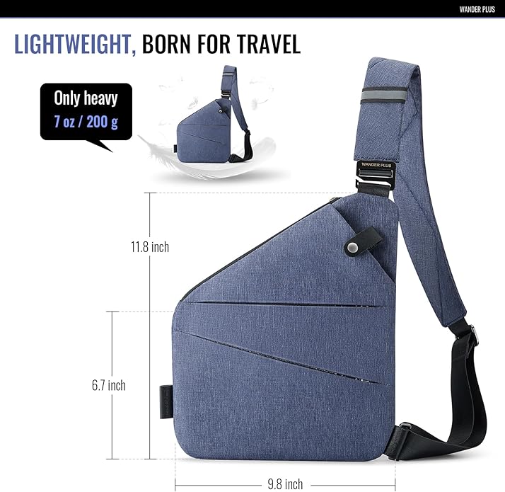 WANDER PLUS® Anti Theft Crossbody Travel Bag for Women Men, Multi-Pocket Crossbody Bag, Slim Sling Bag with Adjustable Strap