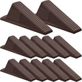 Frienda 12 Pcs Jumbo Door Stoppers Heavy Duty Door Stopper Tall up to 2inch Tall Wedge TPR Large Wedge Stackable Big Rubber Doorstop for Hotel Carpet Hardwood Concrete and Tile (Coffee)
