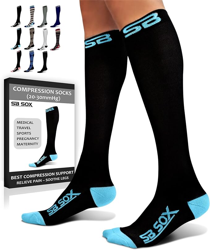 SB SOX Compression Socks for Men & Women (20-30 mmHg) - Best Support Stockings for Travel, Medical, and Sports - Perfect for Everyday Wear