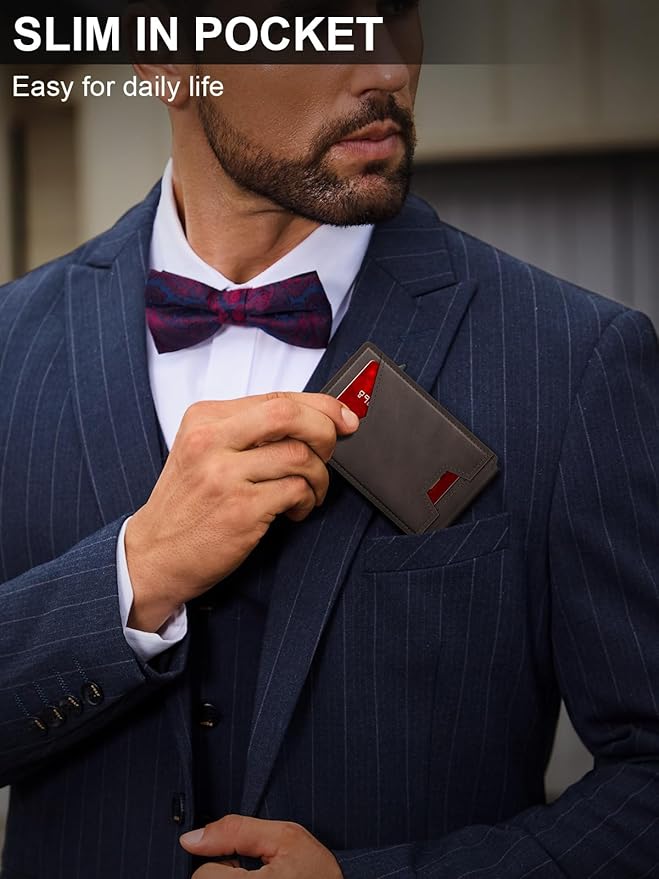 Wallet for Men RFID Wallet with Money Clip, Slim Pop Up Card Holder for 10-12 Cards, Minimalist Smart Credit Card Case with ID Window, Bifold Metal Wallet for Front Pocket, Gifts for Men