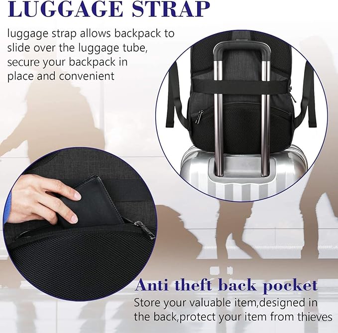 MATEIN Extra Large Backpack, 17 Inch Travel Laptop Backpack with USB Charging Port, Anti Theft TSA Friendly Business Work College Computer Backpack for Men Women, Black