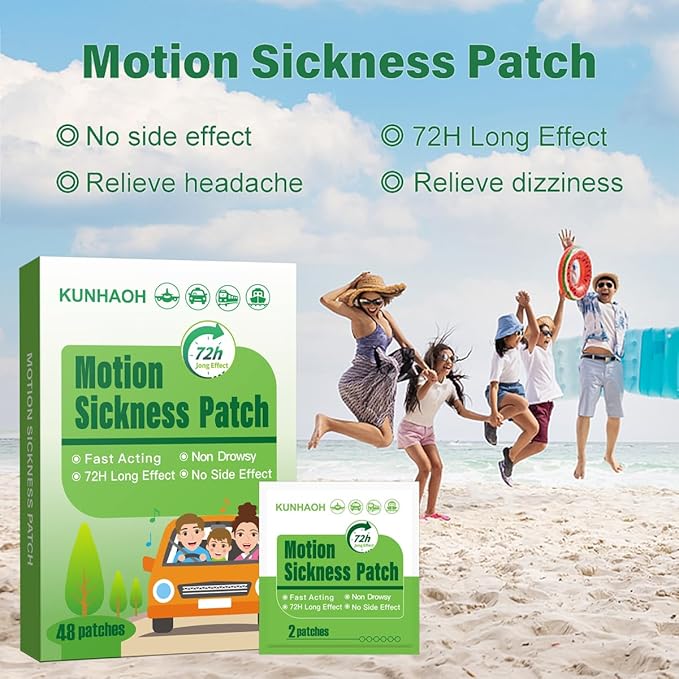 Motion Sickness Patches, Sea Sickness Patch with Waterproof and Non Drowsy 48 Count