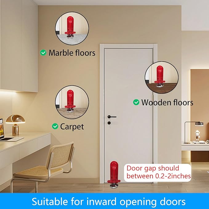 Door Stoppers Security - Portable Door Lock for Travel Anti Theft Door Blocker, Hotel Room Apartment Safety - No Drill Garage Door Brace Devices for Women, Children - Sleep with Peace of Mind