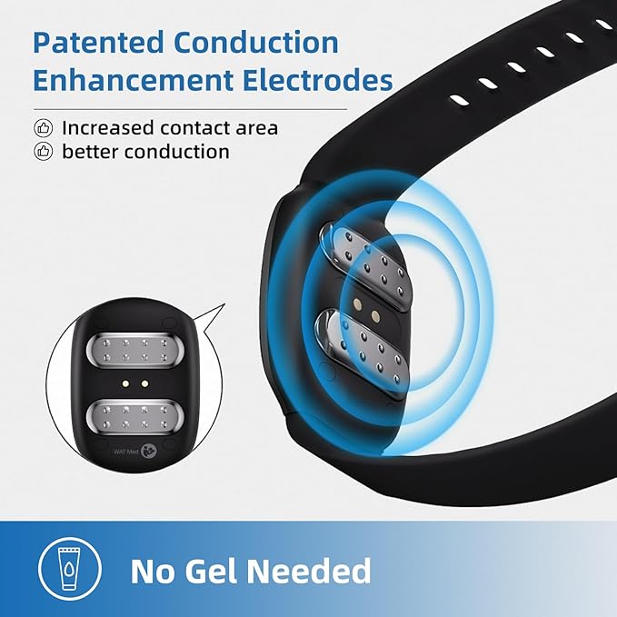 EmeTerm Fashion Anti-Nausea Wristband Relieve Morning Motion Travel Sickness Rechargeable Drug Free Bands Without Side Effects - Extra 2pack Conductive Gel (Jet Black - Extra 2pack Conductive Gel)