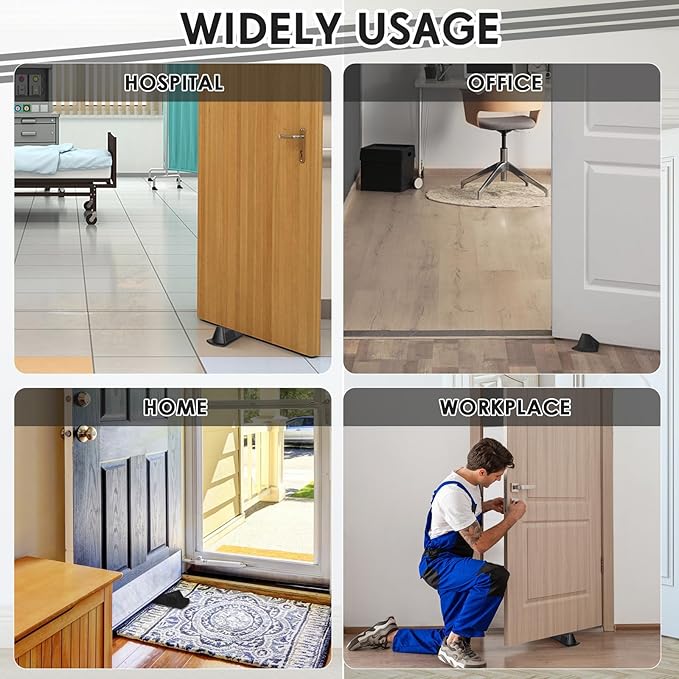 Frienda 12 Pcs Jumbo Door Stoppers Heavy Duty Door Stopper Tall up to 2inch Tall Wedge TPR Large Wedge Stackable Big Rubber Doorstop for Hotel Carpet Hardwood Concrete and Tile (Black)