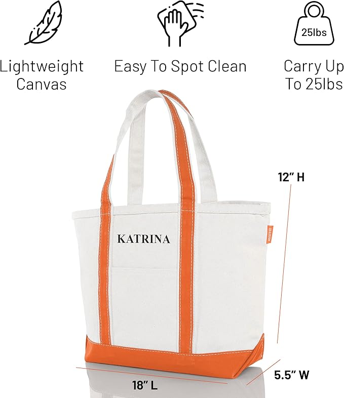 CB STATION Medium Classic Canvas Tote Bag for Women, Top Zipper Closure, Outer Pocket, Daily Essentials, Groceries, Traveling