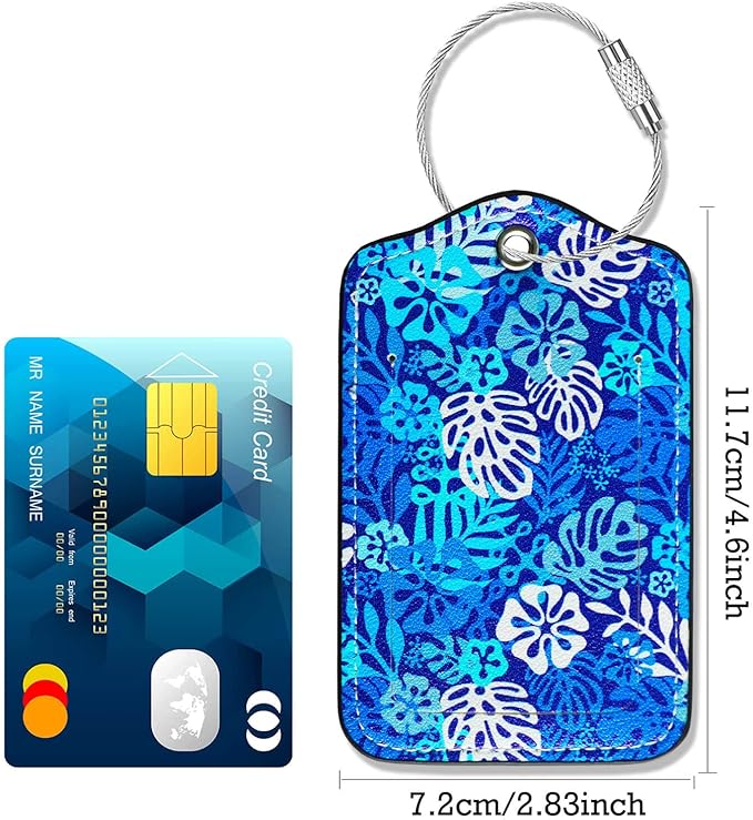 Luggage Tags for Suitcases-Leather Luggage Tag 4 Pack with Loops Hawaii Cute Bag/Backpack/Suitcase Tags Carnival Cruise Accessories