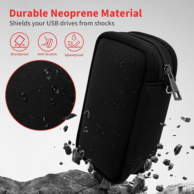 ABLAZE Flash Drive Case 20 Slots for USB Storage, USB Holder Storage Bag with Label, Electronic Accessories Organizer for Thumb Drive (Black)