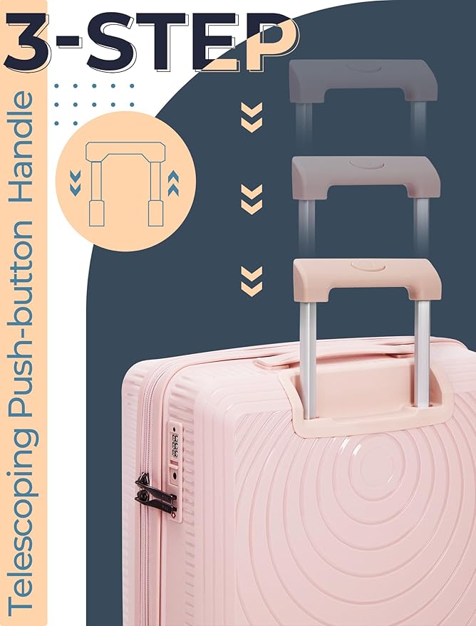 Luggage Sets 5 Piece, Suitcases with Wheels, Hardshell Suitcase Set, PP Carry on Luggage Set with TSA Lock, Travel Luggage