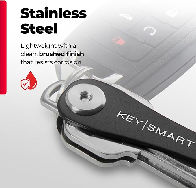 KEYSMART Key Holder for Keychain - Compact Key Organizer for Key Chain, Minimalist Clutter-Free EDC Keychains Key Ring, Black Flex, 8 Keys