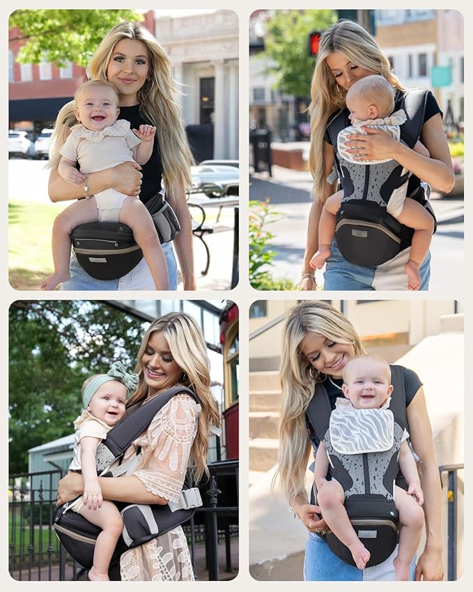 MOMTORY Carryall™ Pro Baby Carrier, Safety-Certified 6-in-1 Ultra Storage Baby Carrier Newborn to Toddler, Front & Back Baby Holder Carrier with Hip Seat, Pure Black