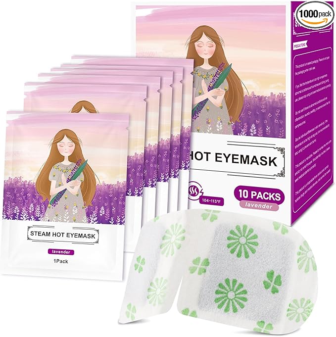 10 Packs Steam Eye Mask,Mnswand Lavender Steam Eye Masks Disposable, Self-Heating Relief Heated Eye Mask for Fatigue, Perfect for Home, Sleep, Spa & Travel ﻿