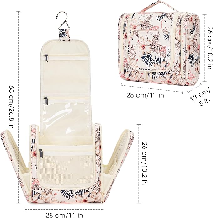 Narwey Hanging Toiletry Bag for Women Travel Makeup Bag Organizer Toiletries Bag for Cosmetics Essentials Accessories