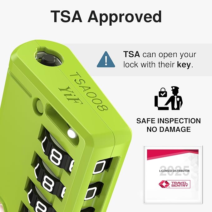 Puroma TSA Approved Luggage Travel Locks with Open Alert Indicator, 4 Digit Combination Resettable Code Zinc Alloy Lock for Suitcase, Backpack, Bag, Toolbox, Locker (2 Pack, Green)