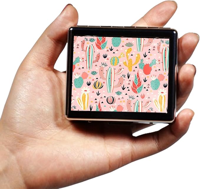 Silver Vintage Pill Box 7 Day Metal Pill Box with Mirror and 8 Compartments Cute Travel Pill Organizer for Purse (Southwestern Cactus)