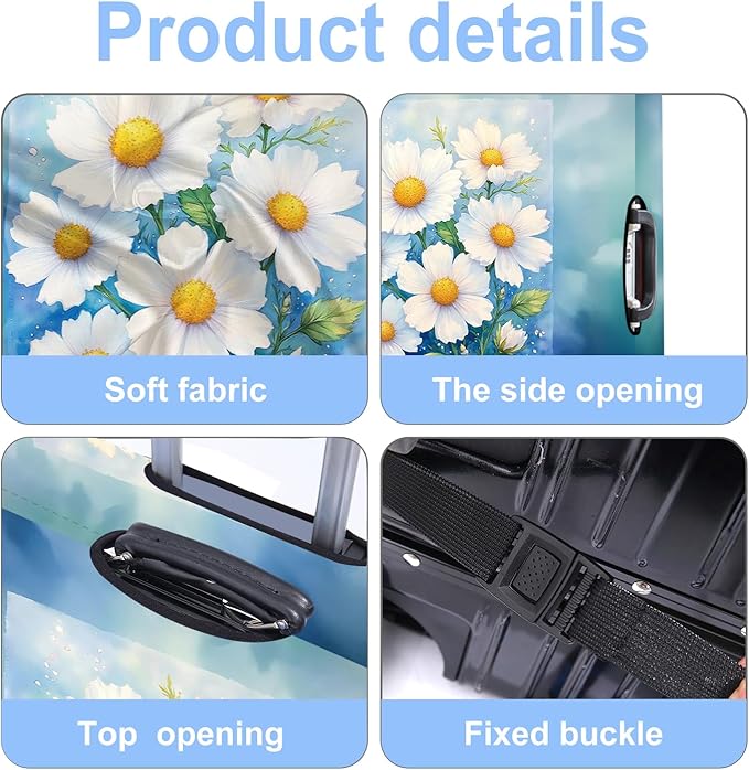 Luggage Cover Washable Suitcase Protector Anti-Scratch,Stretchable Fit for 20-34Inch Luggage Durable Travel Bag Cover with Zipper Closure (Flower-2, S(fits 20-22inch suitcase))