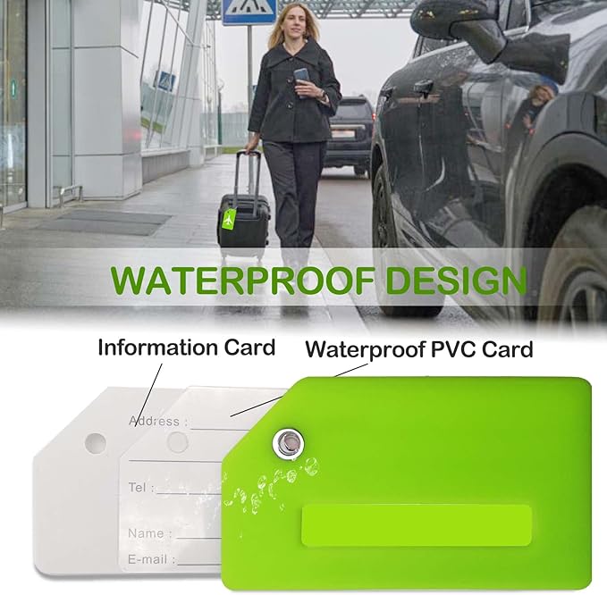 Luggage Tags for Suitcases, Quickly Spot 8Pcs Luggage Identifier Tags, Travel Essentials Accessories Name Tags for Backpacks, Suitcases, Bags, Baggage, Cruise - Flexible Silicone (Green)