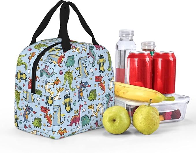 Cute Dragon Lunch Box Animal Lunch Bag Insulated Reusable Lunch Tote Bag Cooler Tote Bag for Men Women